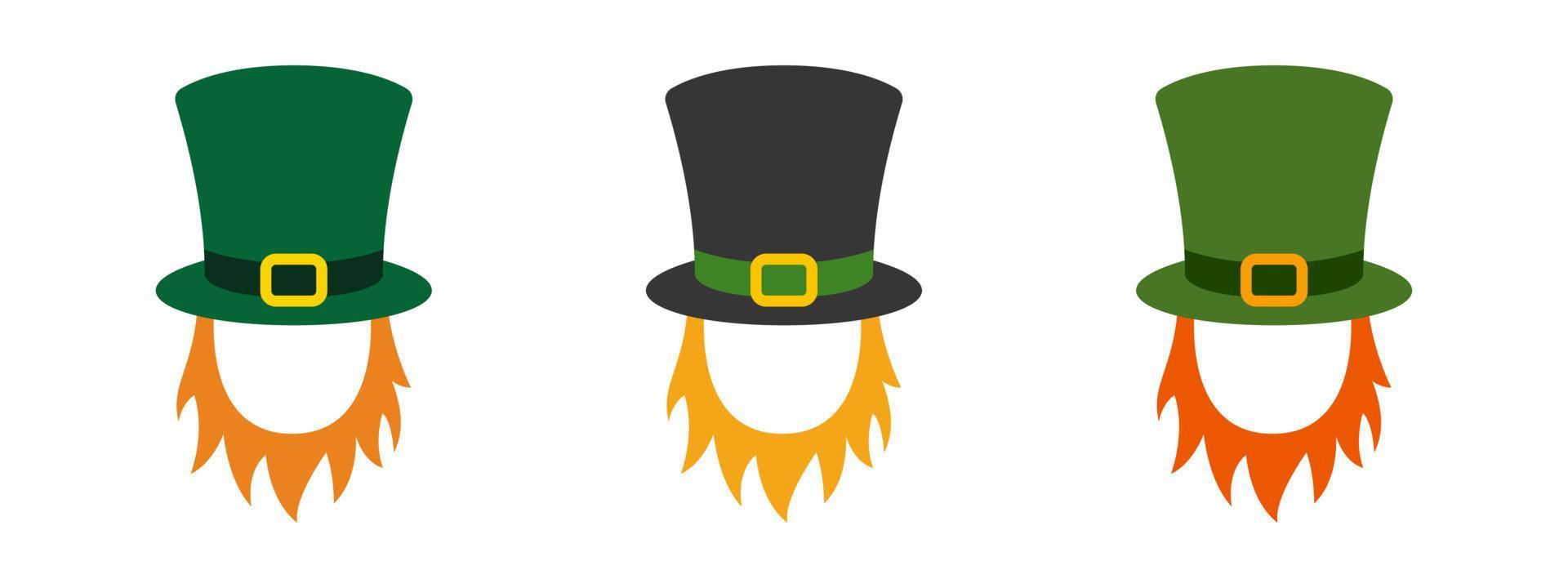 Leprechaun Hat with Beard in flat style isolated vector