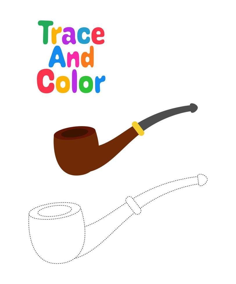 Smoking Pipe tracing worksheet for kids vector