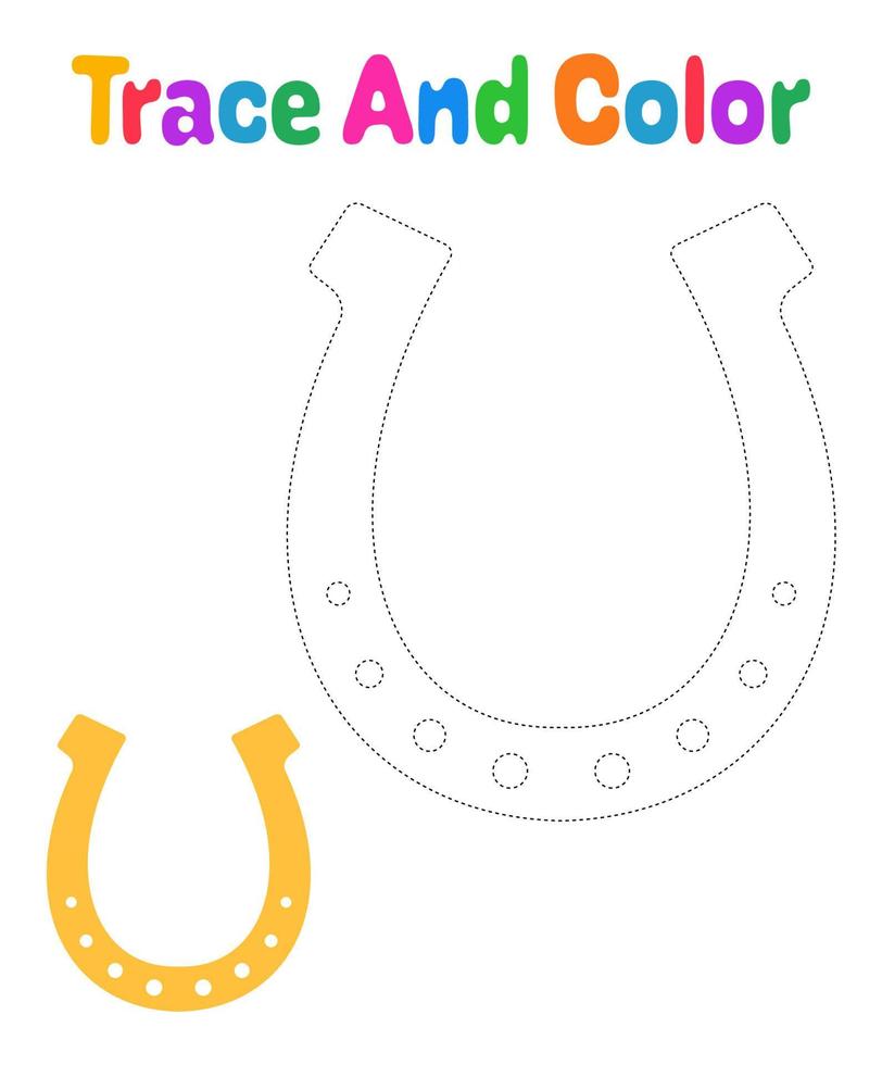 Horseshoe tracing worksheet for kids vector