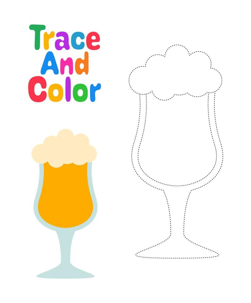Beer tracing worksheet for kids vector