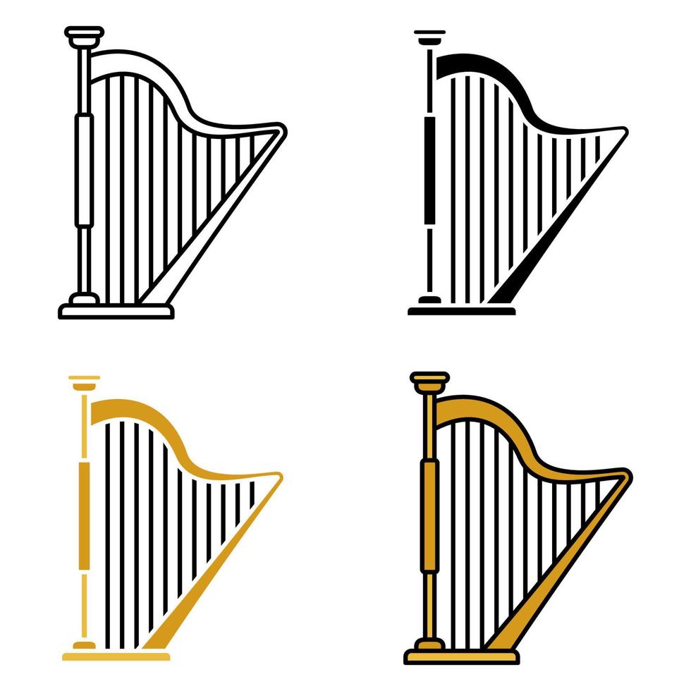 Harp in flat style isolated vector