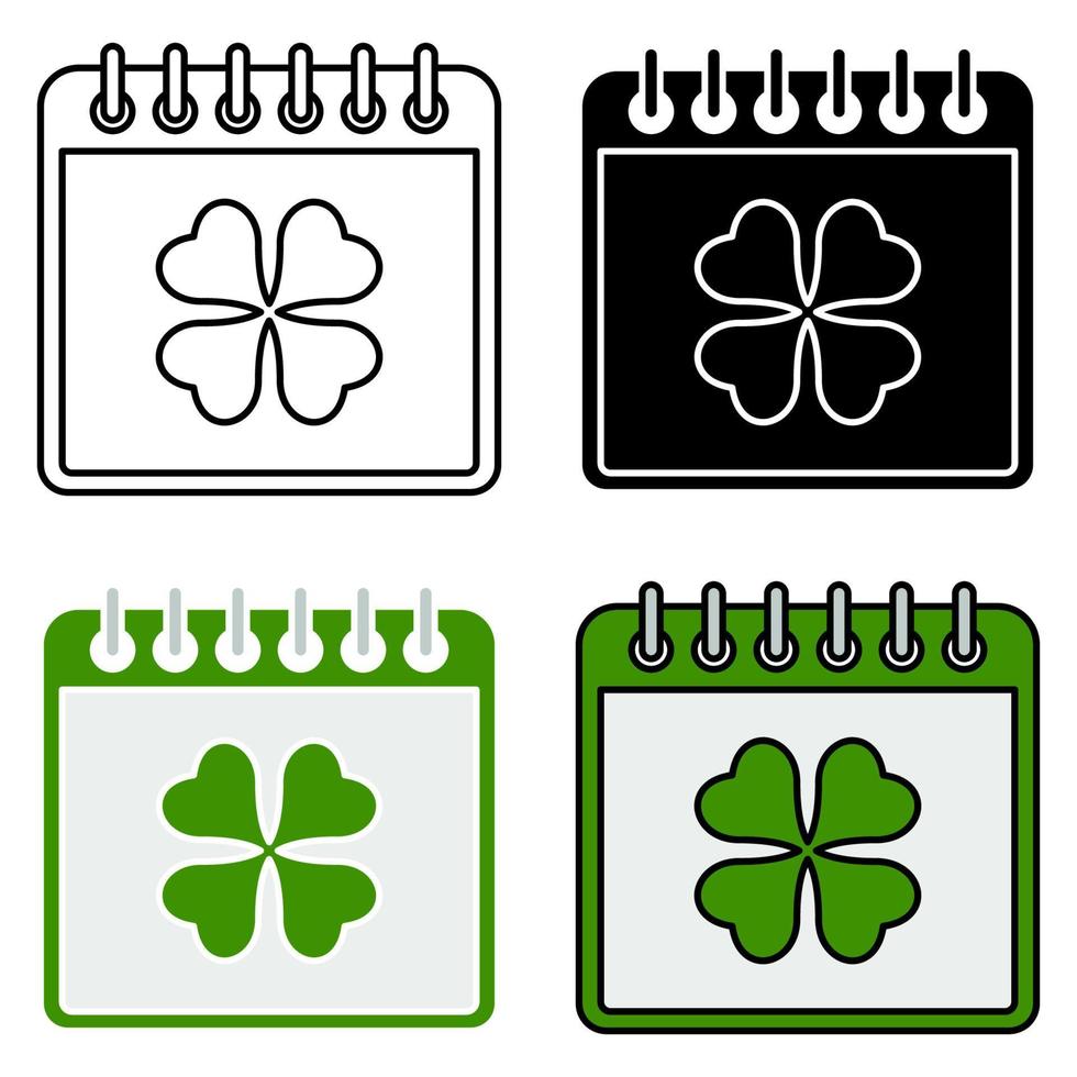 Calendar with Clover in flat style isolated vector