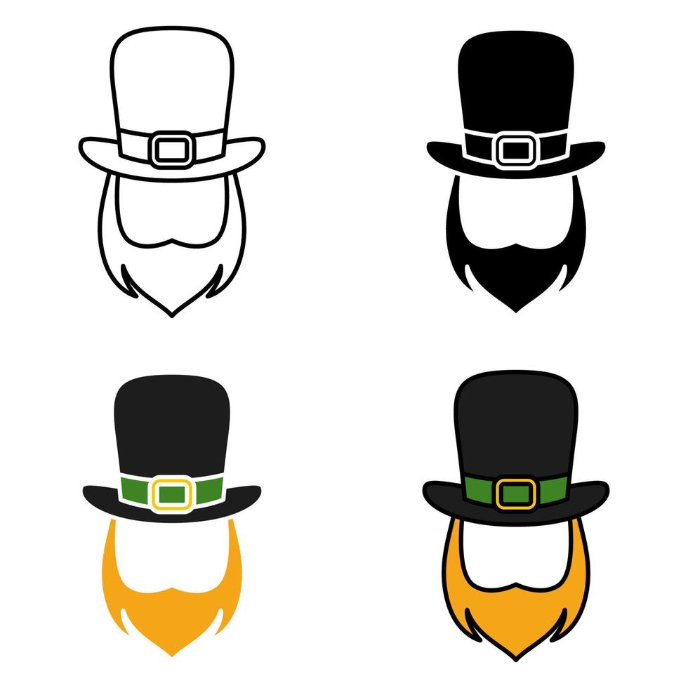 Leprechaun Hat with Beard in flat style isolated vector