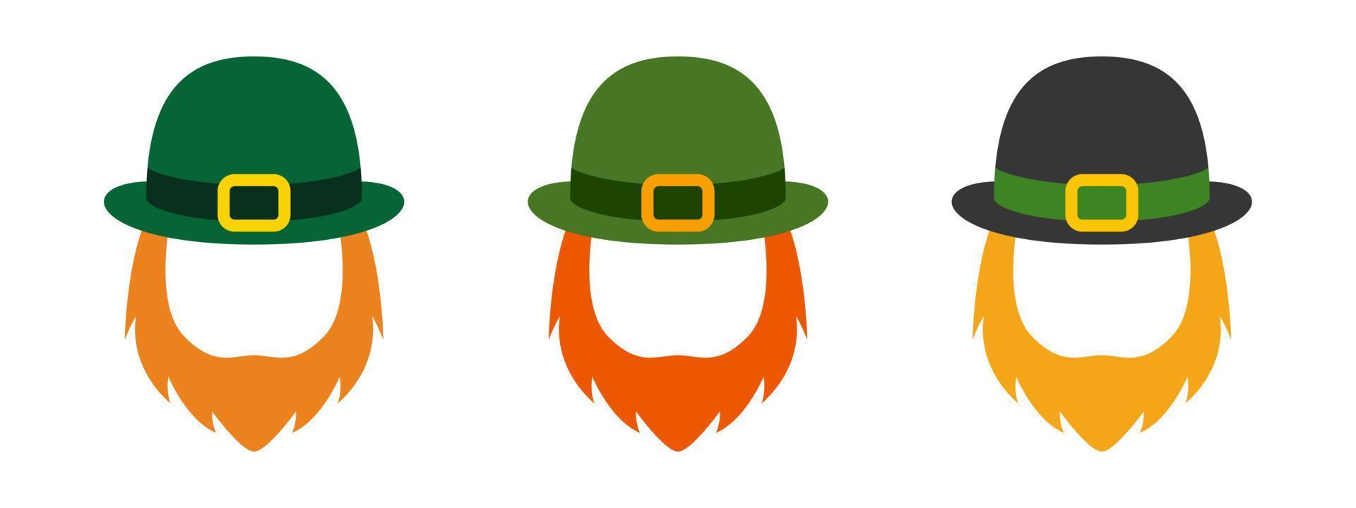 Leprechaun Hat with Beard in flat style isolated vector