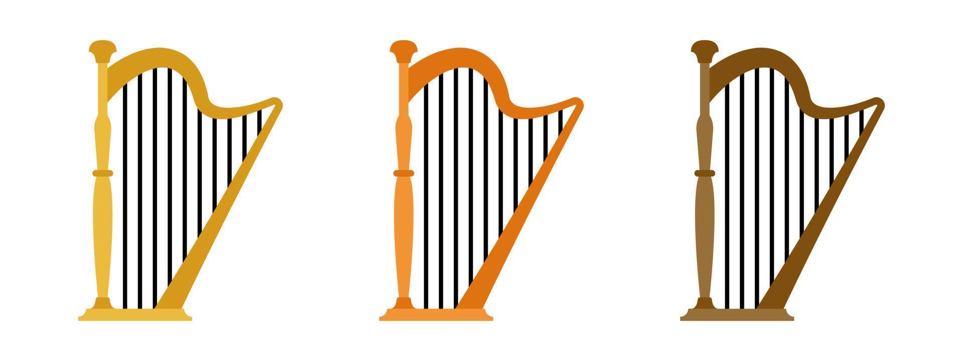 Harp in flat style isolated vector