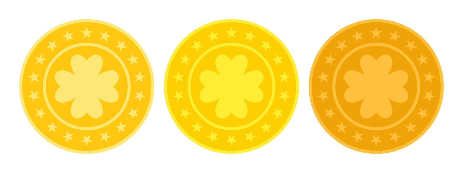 Clover Coin in flat style isolated vector