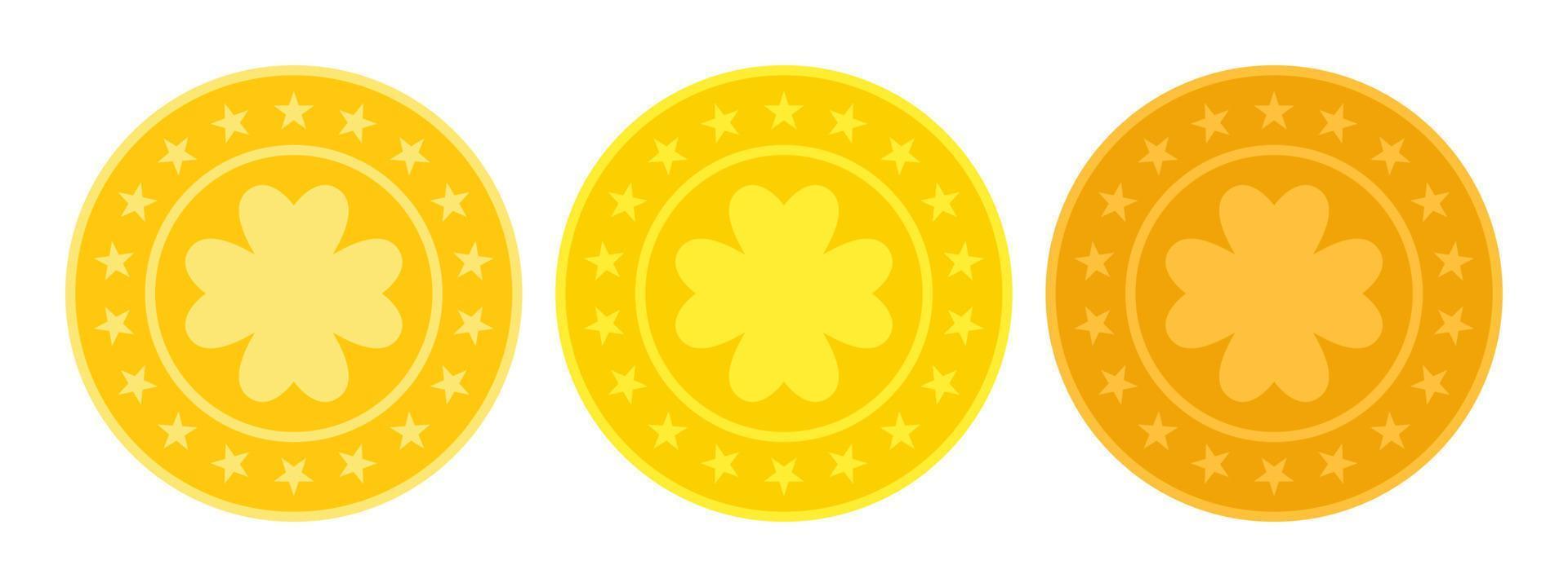 Clover Coin in flat style isolated vector