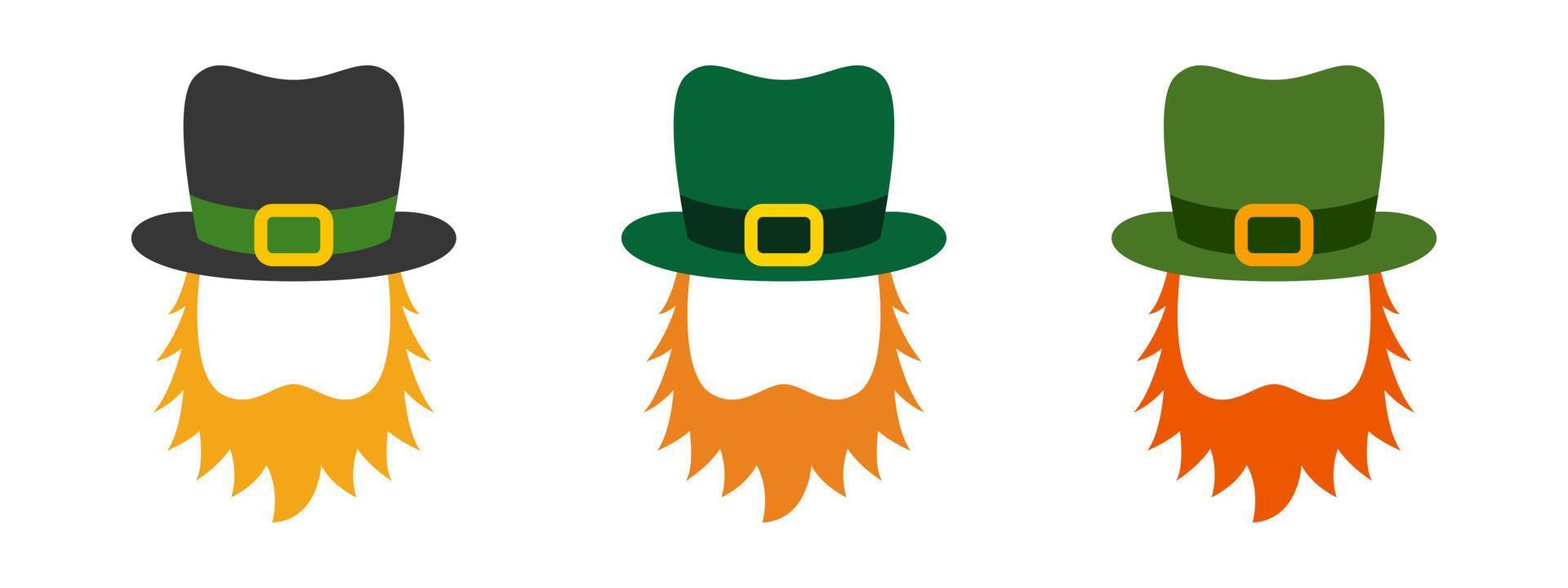 Leprechaun Hat with Beard in flat style isolated vector