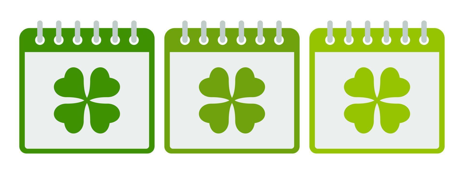 Calendar with Clover in flat style isolated vector