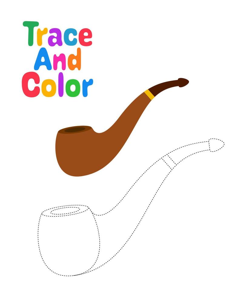 Smoking Pipe tracing worksheet for kids vector