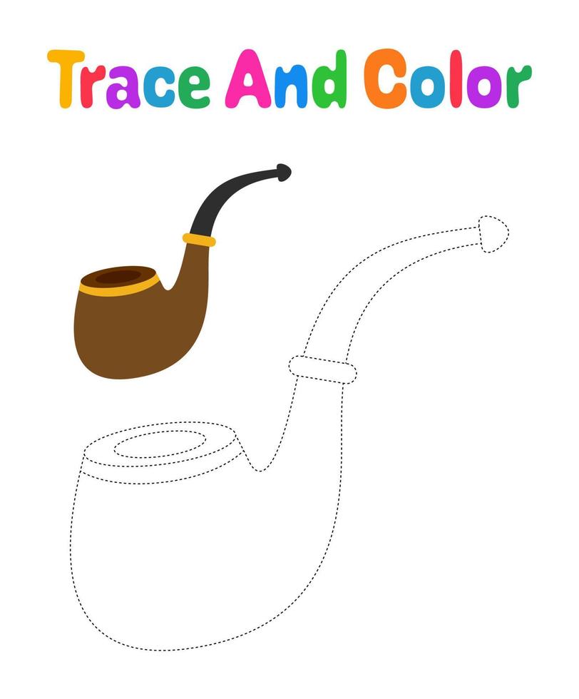 Smoking Pipe tracing worksheet for kids vector