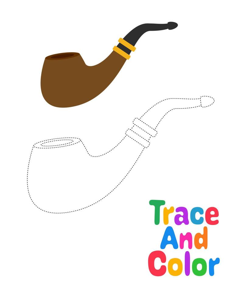 Smoking Pipe tracing worksheet for kids vector