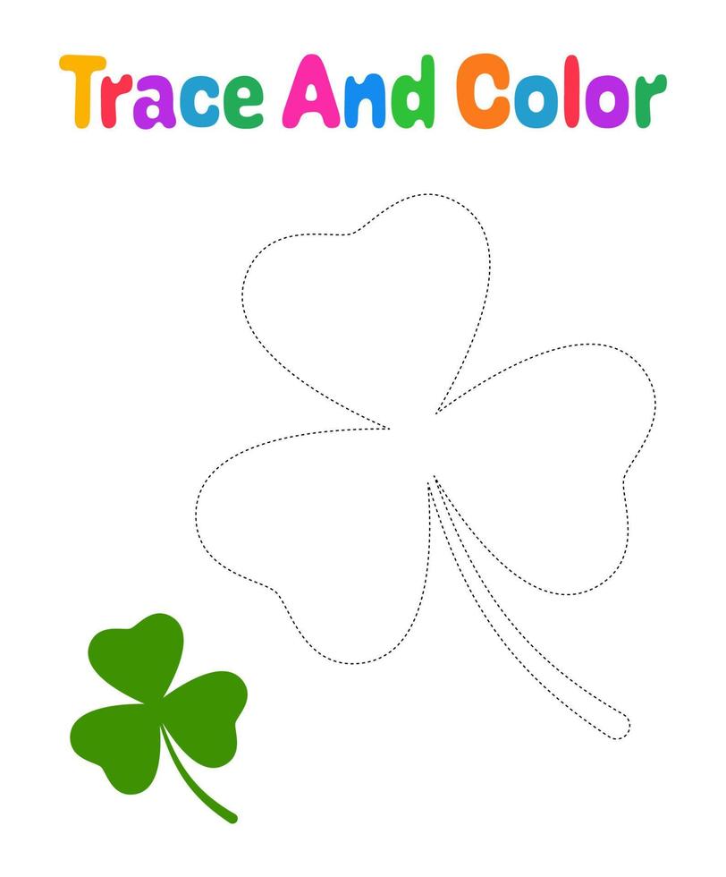 Clover Leaf tracing worksheet for kids vector