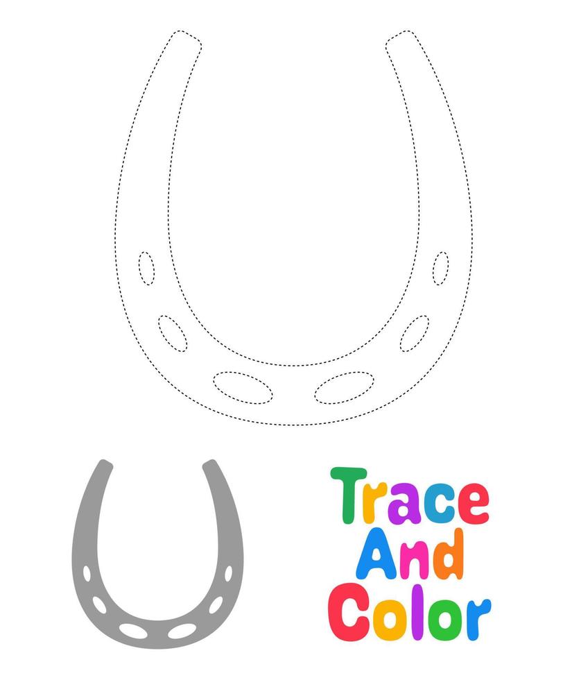 Horseshoe tracing worksheet for kids vector