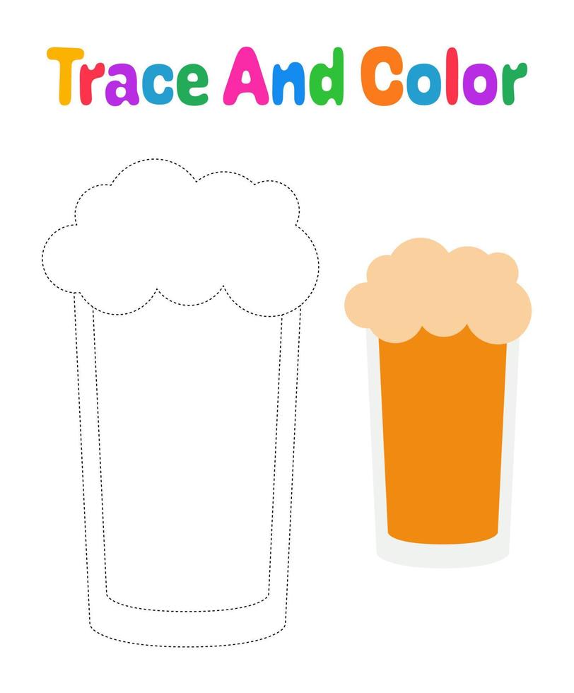 Beer tracing worksheet for kids vector