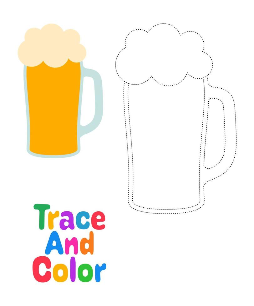 Beer tracing worksheet for kids vector