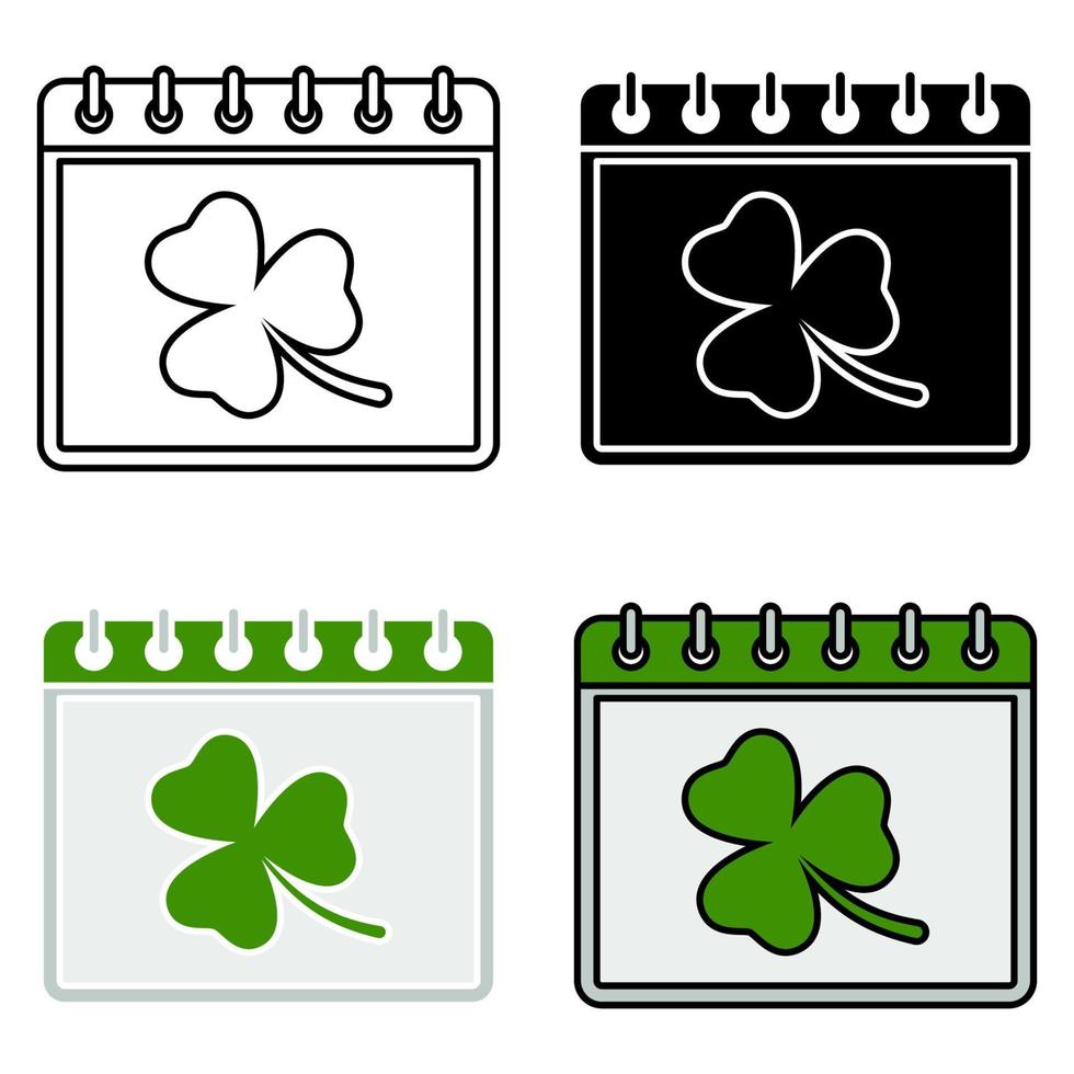 Calendar with Clover in flat style isolated vector