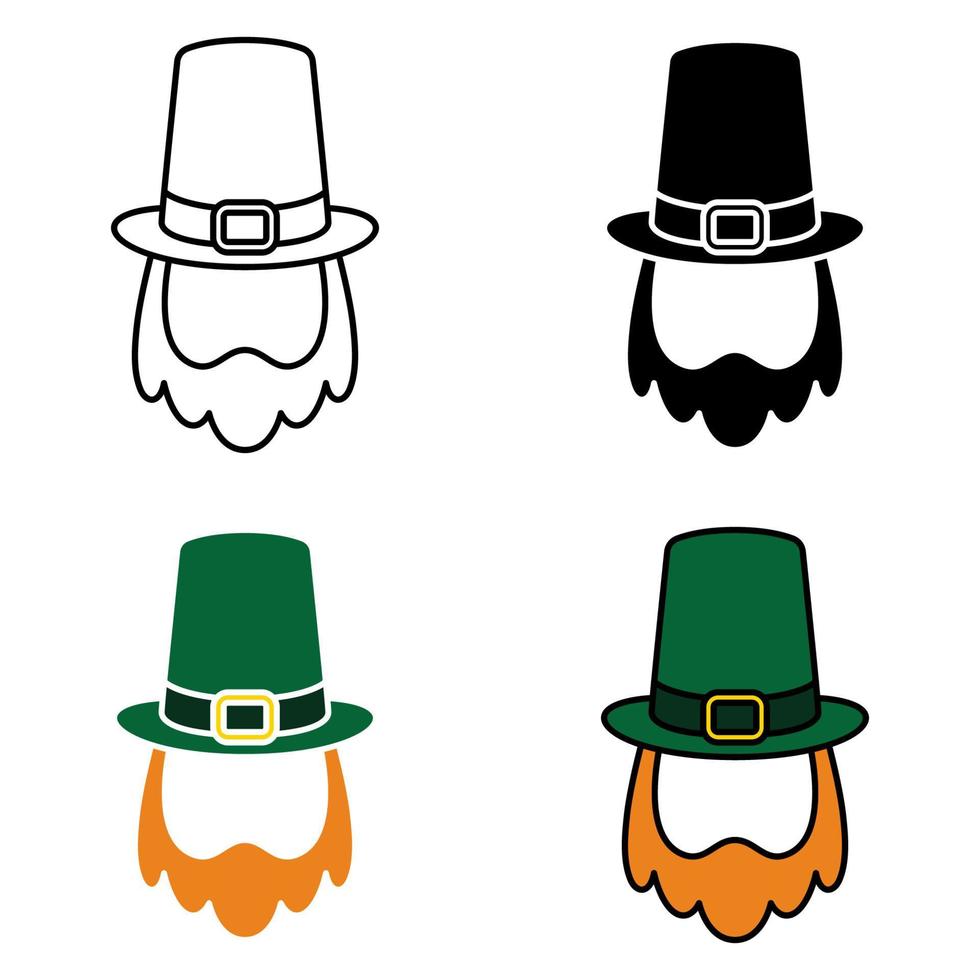 Leprechaun Hat with Beard in flat style isolated vector
