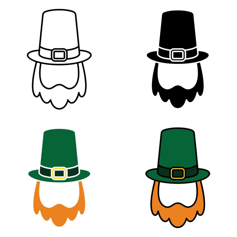 Leprechaun Hat with Beard in flat style isolated vector