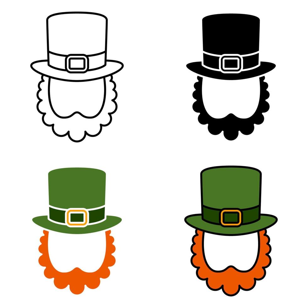Leprechaun Hat with Beard in flat style isolated vector