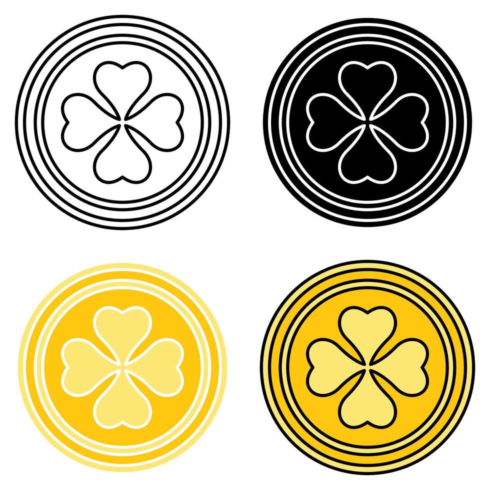 Clover Coin in flat style isolated vector