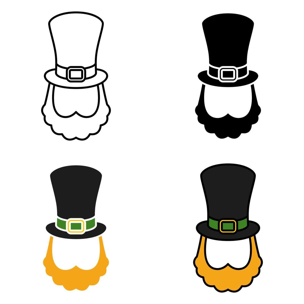 Leprechaun Hat with Beard in flat style isolated vector