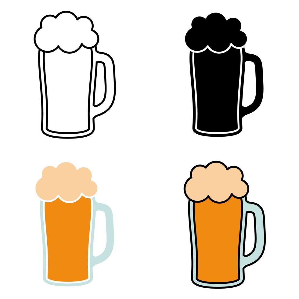 cerveza en plano estilo aislado vector