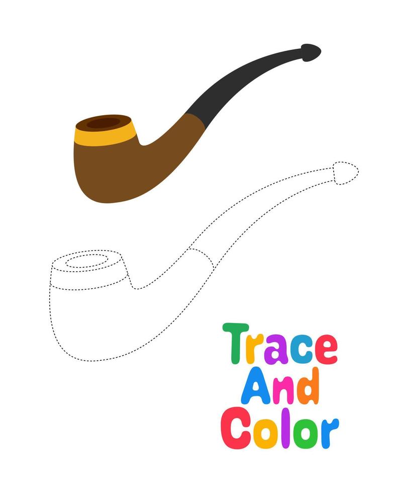 Smoking Pipe tracing worksheet for kids vector