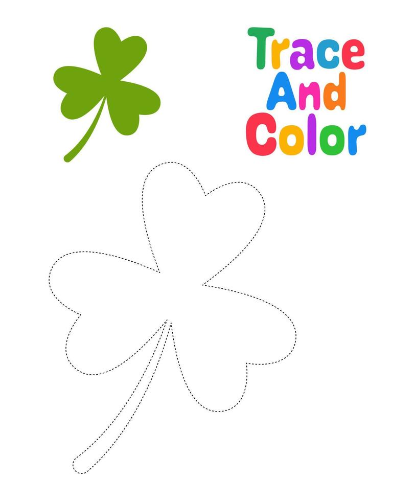 Clover Leaf tracing worksheet for kids vector