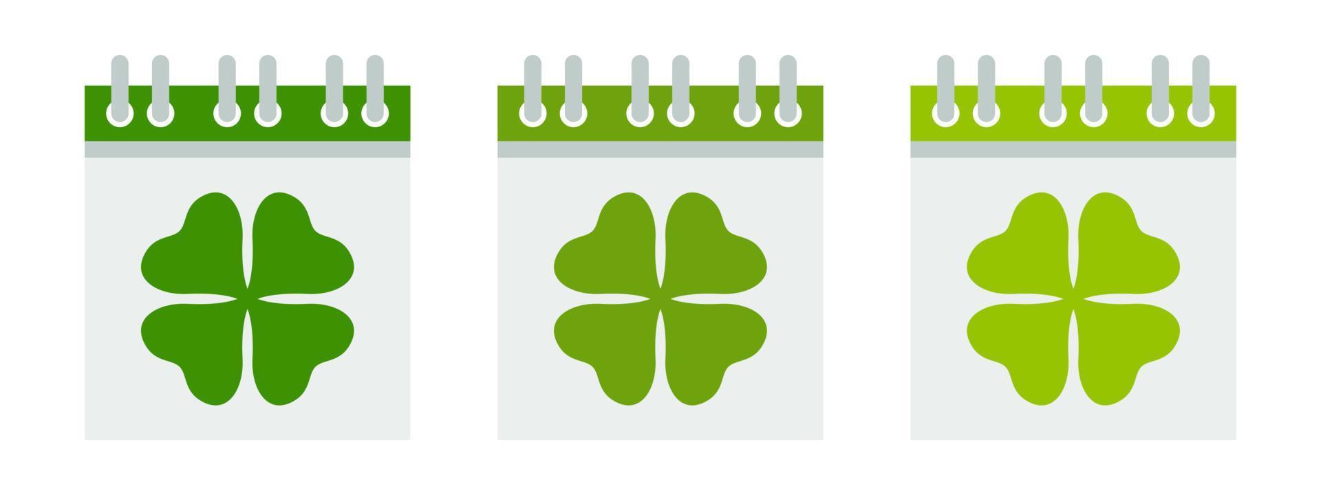 Calendar with Clover in flat style isolated vector