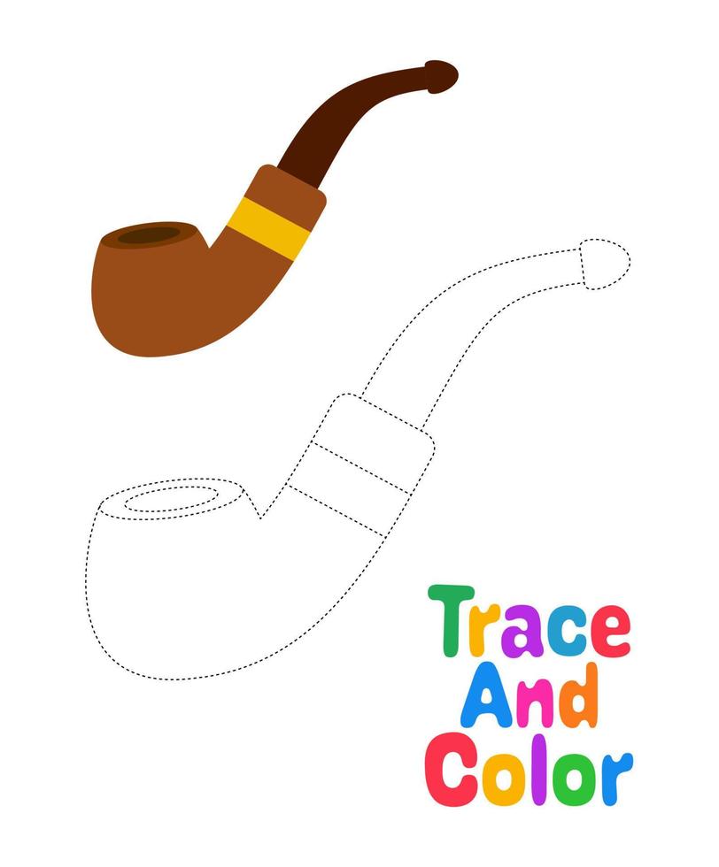 Smoking Pipe tracing worksheet for kids vector