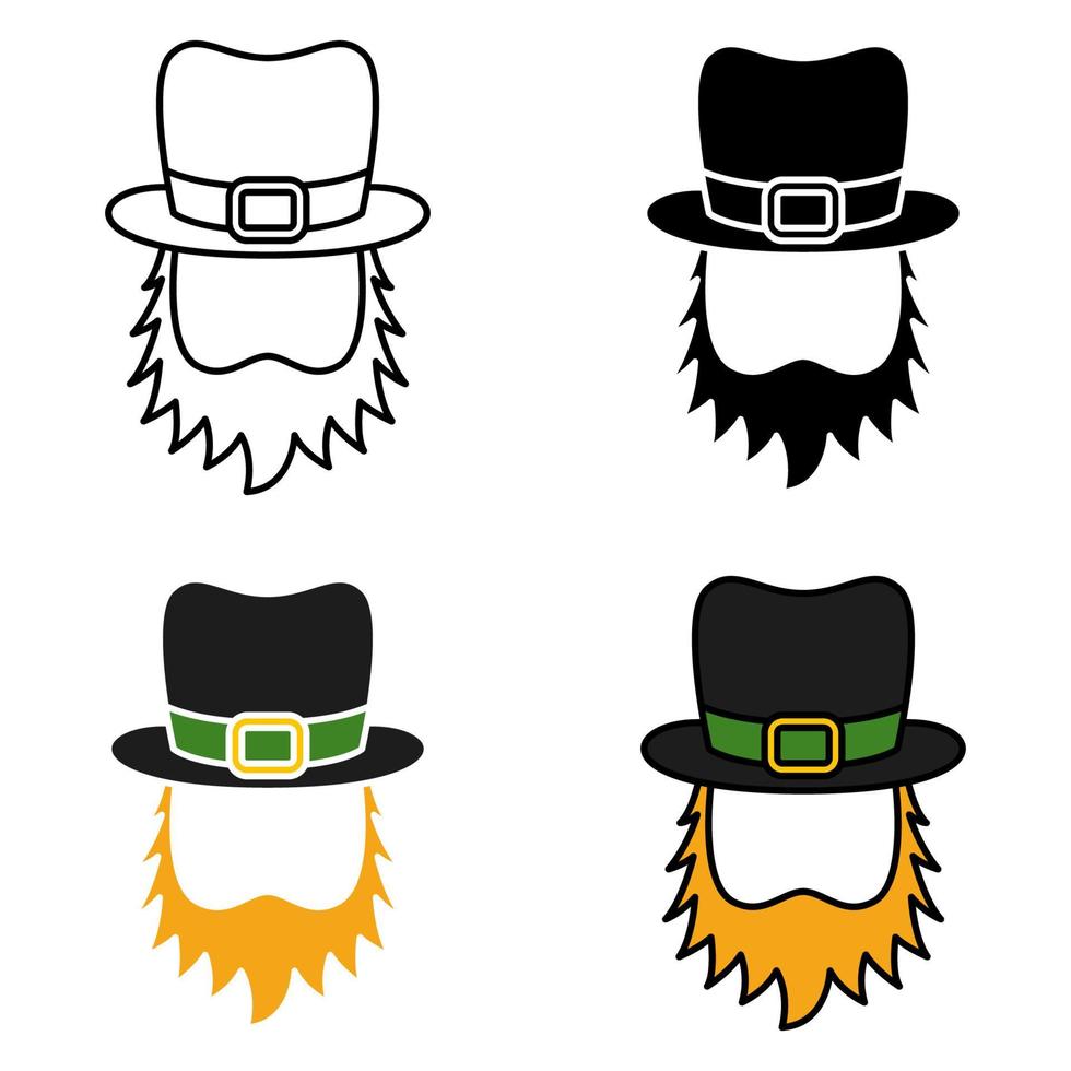 Leprechaun Hat with Beard in flat style isolated vector