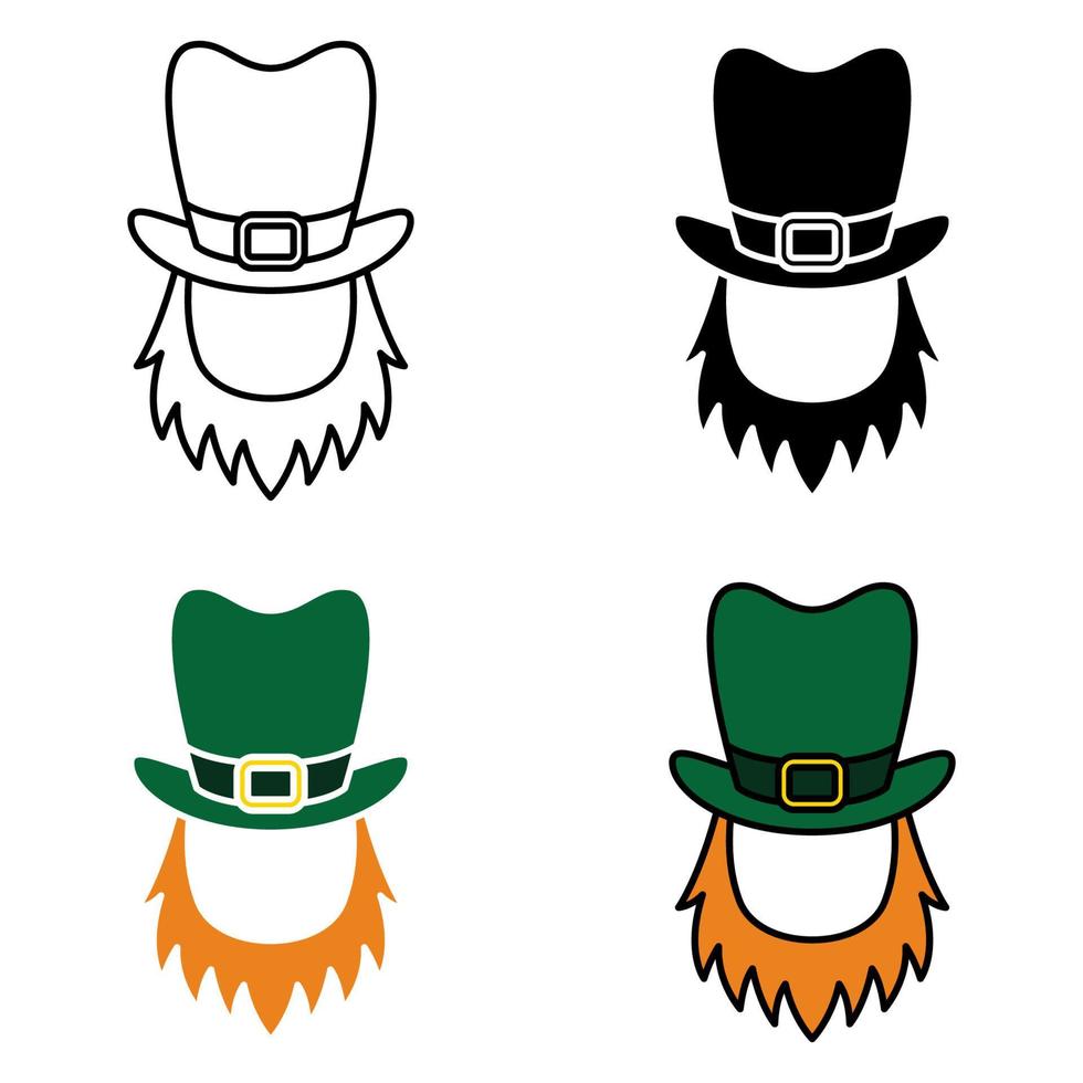 Leprechaun Hat with Beard in flat style isolated vector