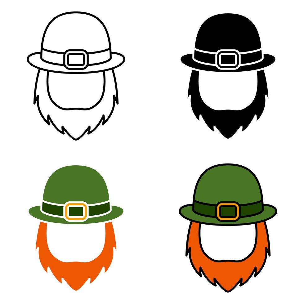 Leprechaun Hat with Beard in flat style isolated vector