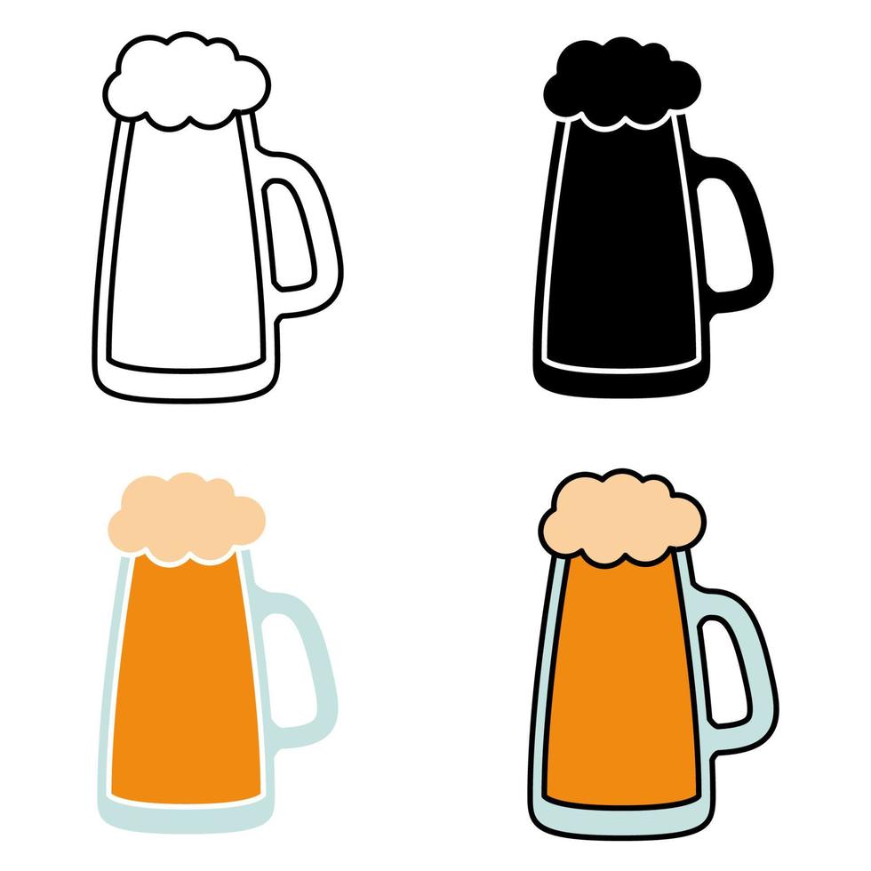 cerveza en plano estilo aislado vector