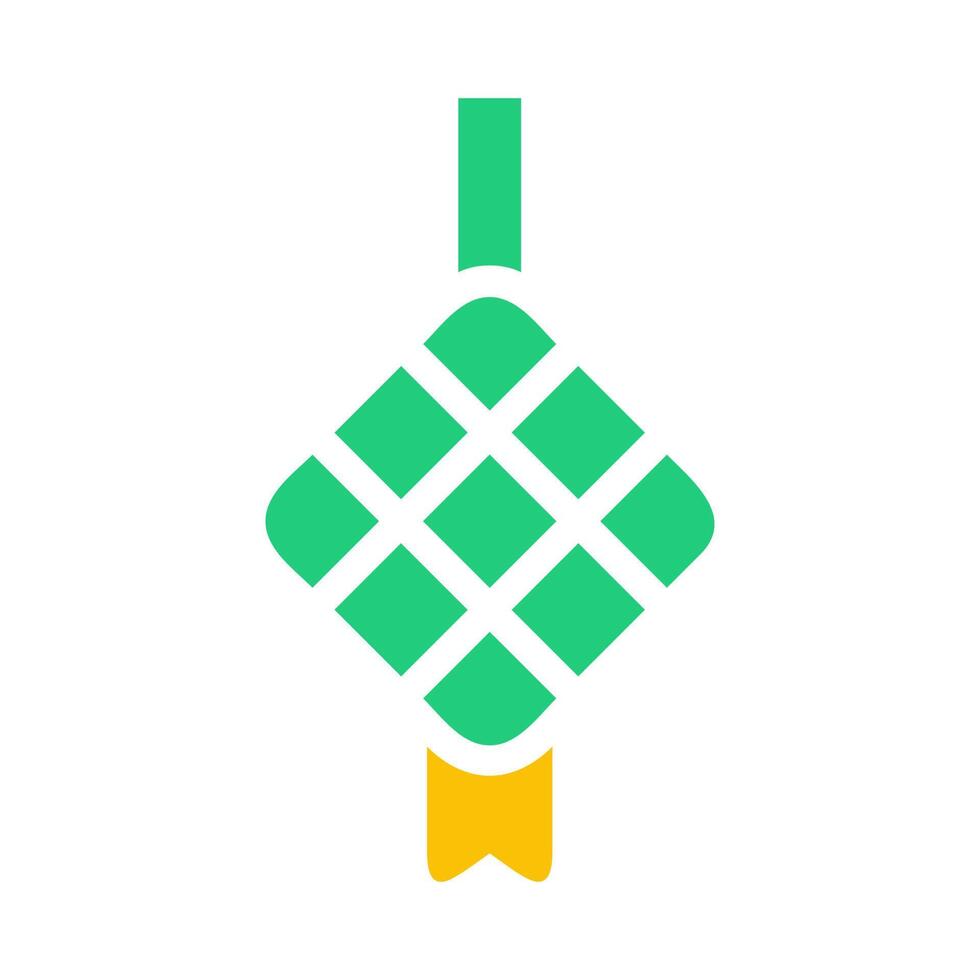 ketupat icon solid green yellow style ramadan illustration vector element and symbol perfect.
