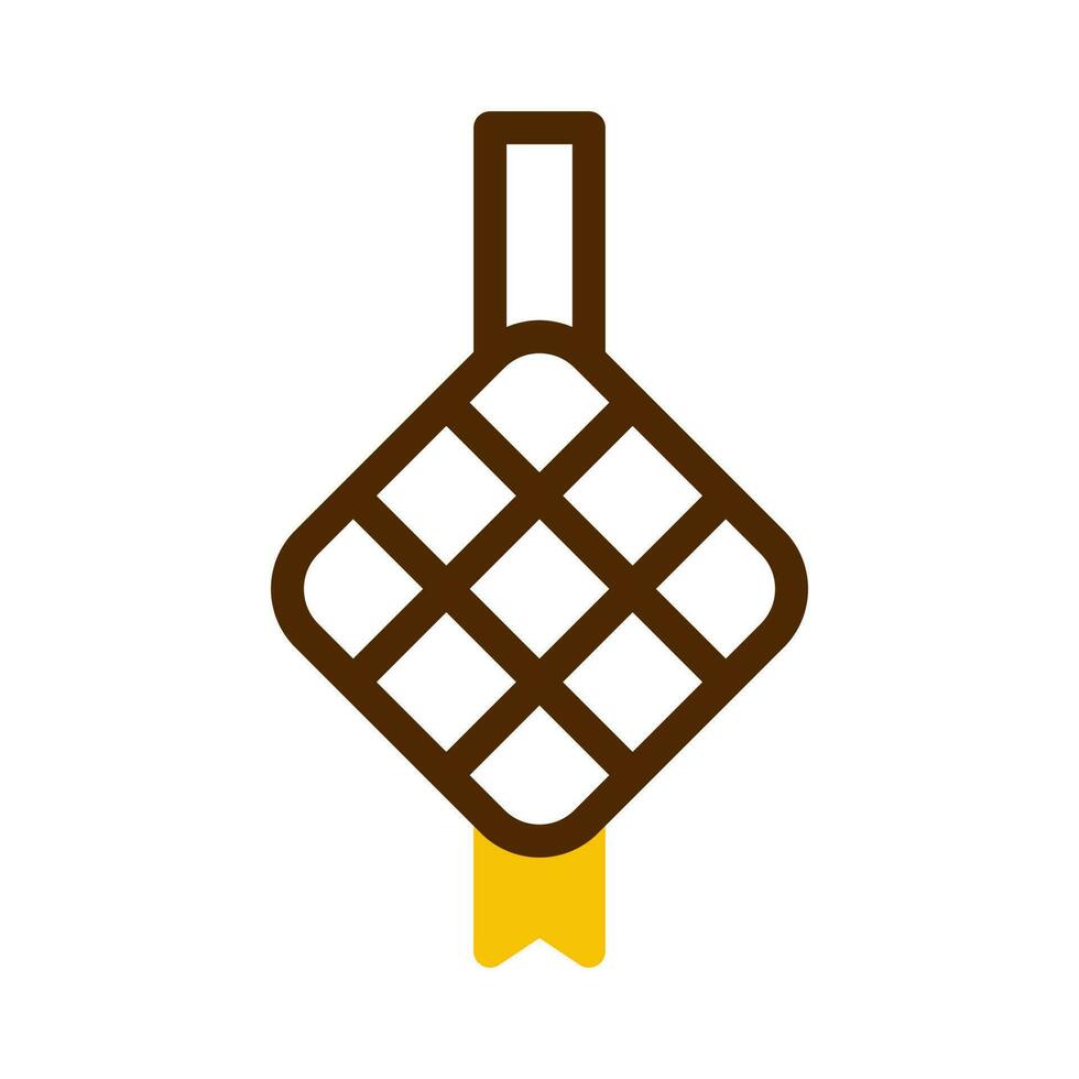ketupat icon duotone brown yellow style ramadan illustration vector element and symbol perfect.