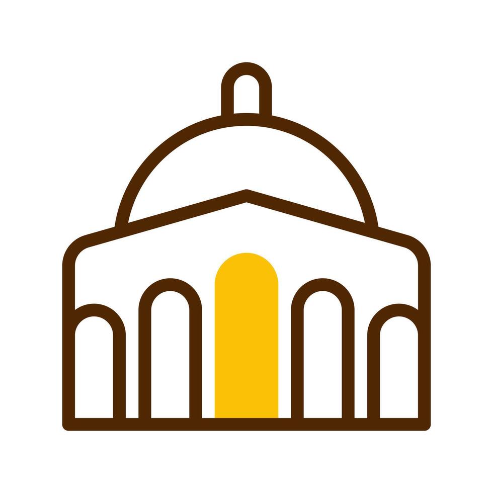 mosque icon duotone brown yellow style ramadan illustration vector element and symbol perfect.