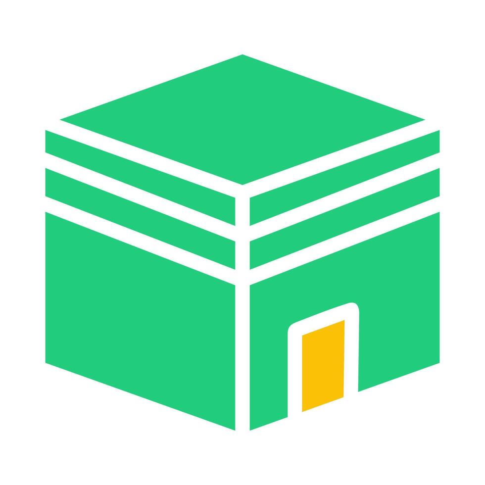 kaaba icon solid green yellow style ramadan illustration vector element and symbol perfect.