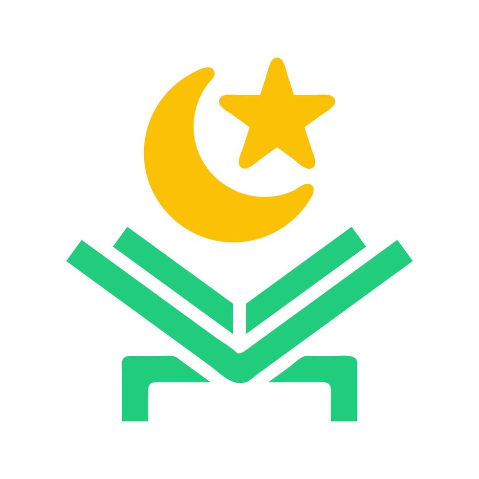 quran icon solid green yellow style ramadan illustration vector element and symbol perfect.