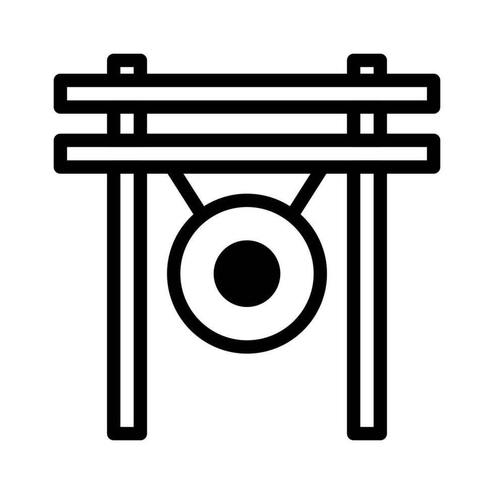 gong icono duotono negro estilo chino nuevo año ilustración vector Perfecto