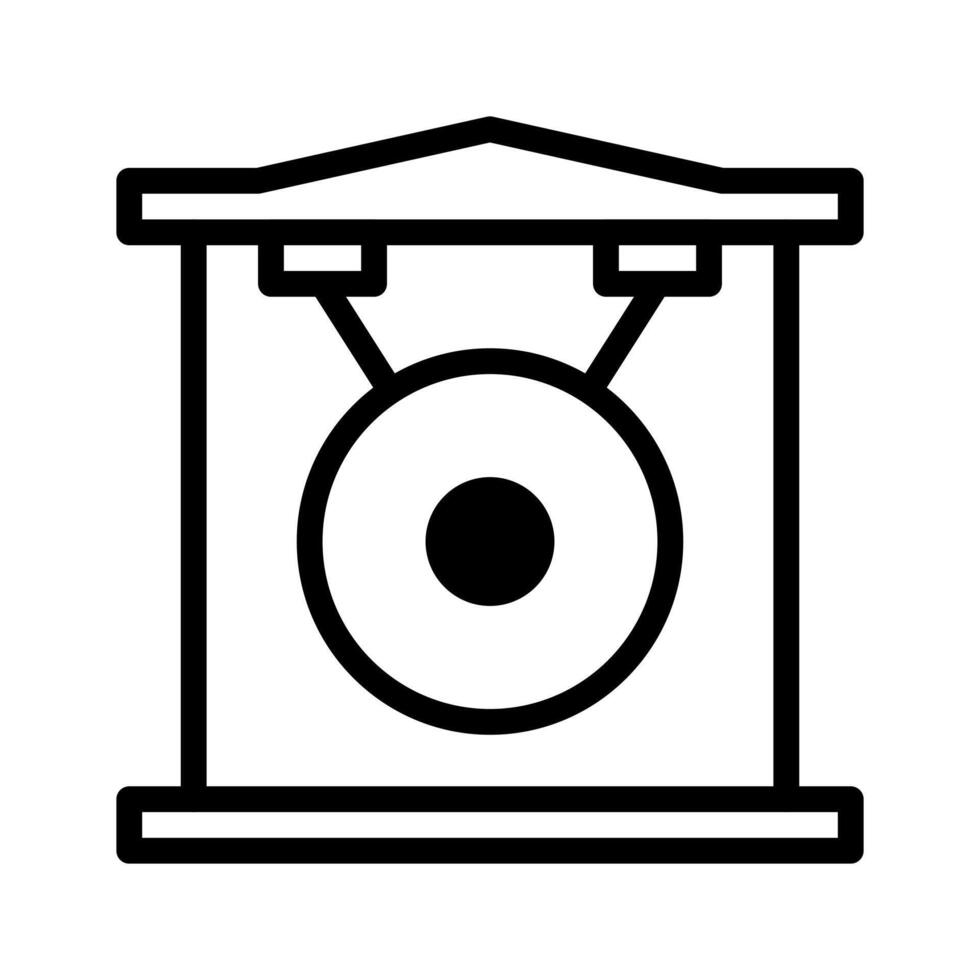 gong icono duotono negro estilo chino nuevo año ilustración vector Perfecto