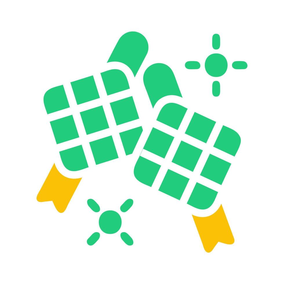 ketupat icon solid green yellow style ramadan illustration vector element and symbol perfect.
