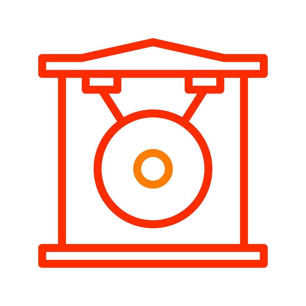 gong icon duocolor red style chinese new year illustration vector perfect