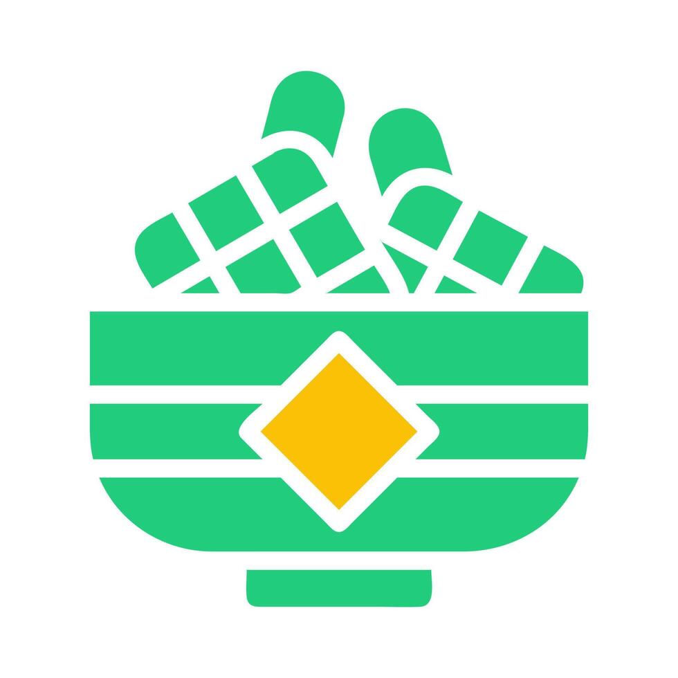 ketupat icon solid green yellow style ramadan illustration vector element and symbol perfect.