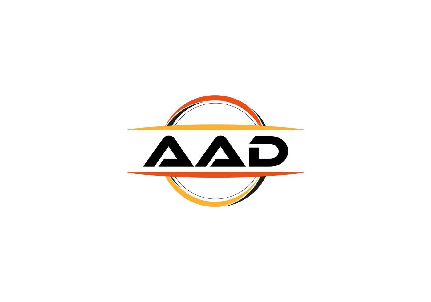 AAD letter royalty ellipse shape logo. AAD brush art logo. AAD logo for a company, business, and commercial use. vector