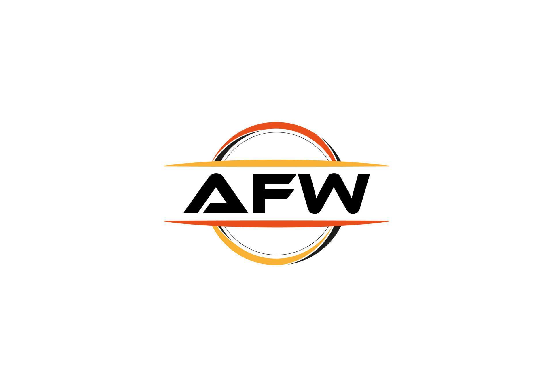 AFW letter royalty ellipse shape logo. AFW brush art logo. AFW logo for a company, business, and