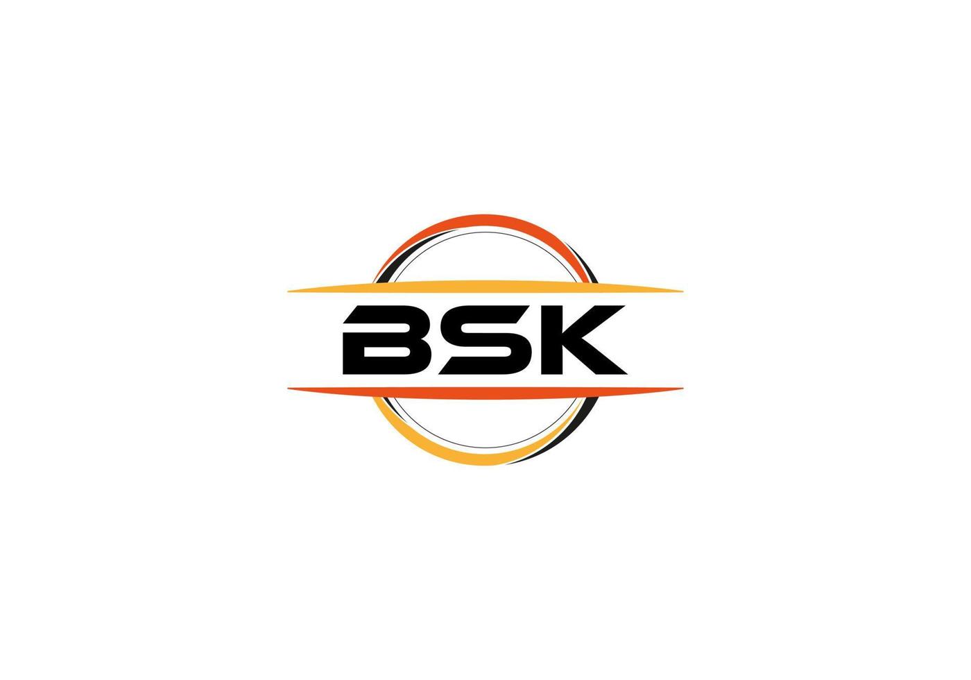 BSK letter royalty ellipse shape logo. BSK brush art logo. BSK logo for a company, business, and commercial use. vector