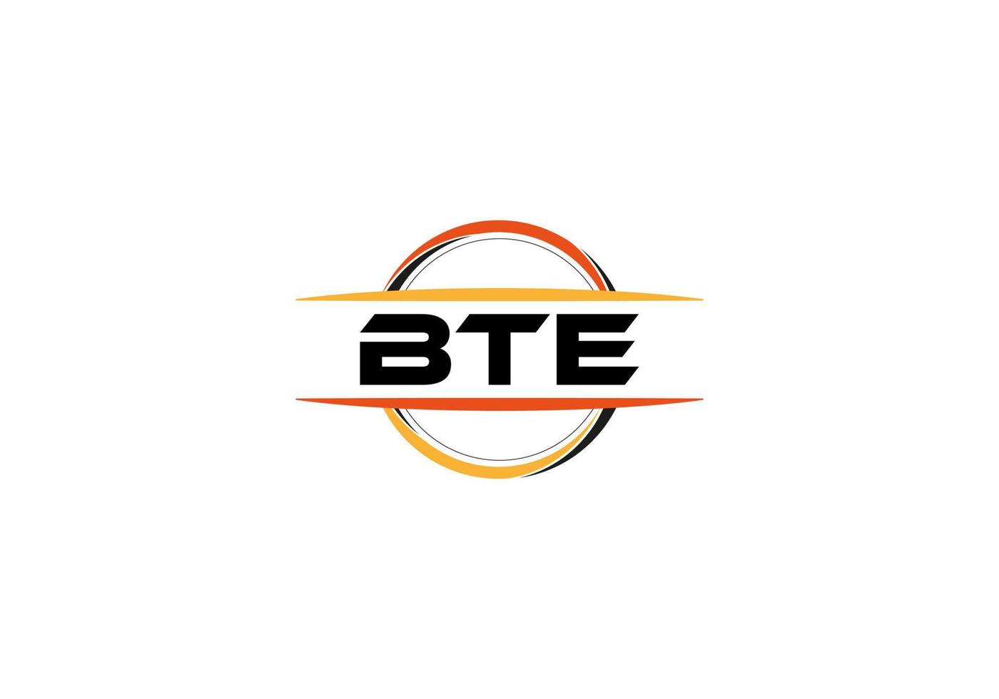 bte letra realeza elipse forma logo. bte cepillo Arte logo. bte logo para un compañía, negocio, y comercial usar. vector