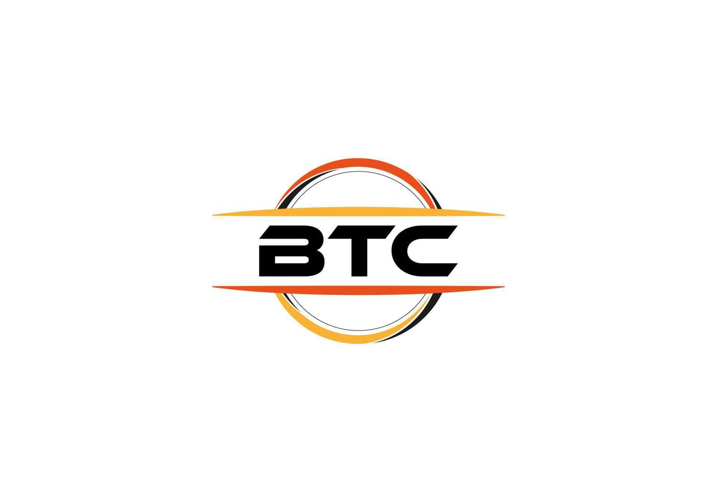 BTC letter royalty ellipse shape logo. BTC brush art logo. BTC logo for a company, business, and commercial use. vector